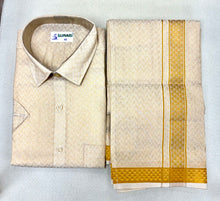 Load image into Gallery viewer, Premium Men Tissue Cotton Dhoti and Shirt