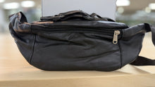 Load image into Gallery viewer, Black Genuine Leather Multi Zippered Adjustable Waist Bag