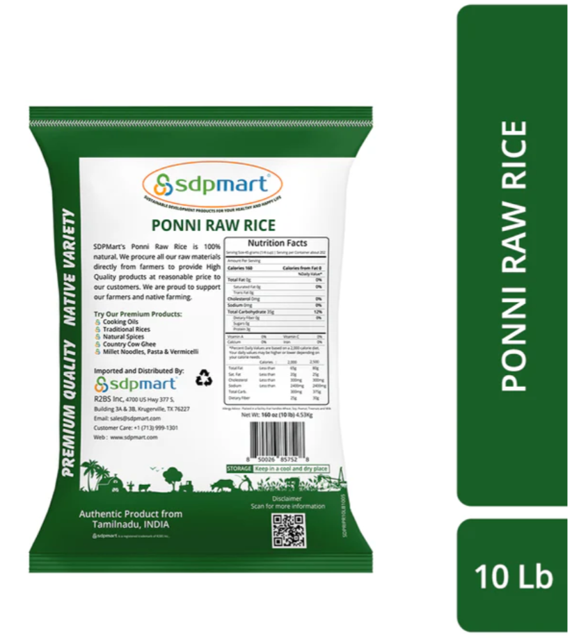 Premium Ponni Raw Rice - 10 Lbs – PMBFoods