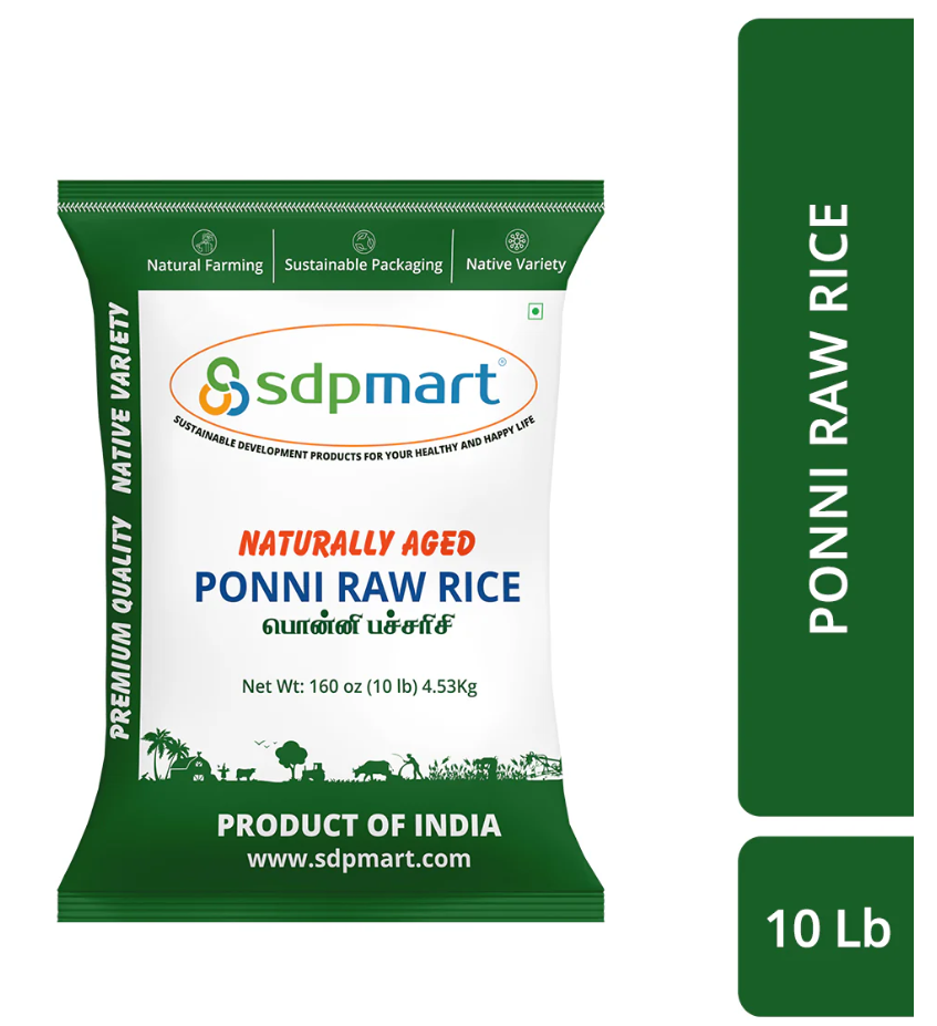 Premium Ponni Raw Rice - 10 Lbs