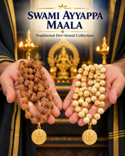 Load image into Gallery viewer, Premium Rudraksha and Tulasi Mala with Deity Pendant for Ayyappa Mala Deeksha