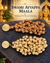 Load image into Gallery viewer, Premium Rudraksha and Tulasi Mala with Deity Pendant for Ayyappa Mala Deeksha