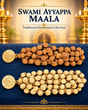 Load image into Gallery viewer, Premium Rudraksha and Tulasi Mala with Deity Pendant for Ayyappa Mala Deeksha
