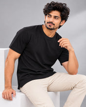Load image into Gallery viewer, Men's Classic Black Half Sleeve Round Neck T-Shirt