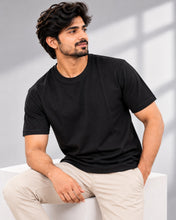 Load image into Gallery viewer, Men's Classic Black Half Sleeve Round Neck T-Shirt
