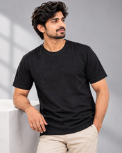 Load image into Gallery viewer, Men's Classic Black Half Sleeve Round Neck T-Shirt