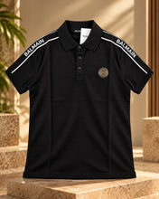 Load image into Gallery viewer, Men's Premium Black Branded Round Logo Patch Half Sleeve Polo T-Shirt
