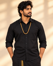 Load image into Gallery viewer, Men's Premium Black Wrinkle-Free Half Sleeve Shirt